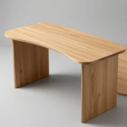 a curved wooden desk design, realistic,