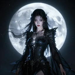 portrait of moon sorceress, beautiful, attractive, glowing, jaw dropping, dynamic lighting, dark, menacing, intricate and detailed, 4 k octane render, age 2 0