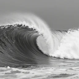 Crashing ocean wave by Moebius, minimalist, detailed, grayscale