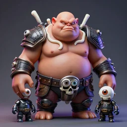 hyperrealistic rendering, fat cronenberg flesh monster smooth kaiju troll wearing armor by art of skinner and richard corben and jeff easley, skull, white worms, eyeballs, eyeballs, product photography, action figure, sofubi, studio lighting, colored gels