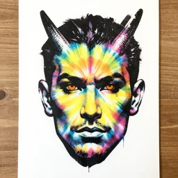 portrait daebak face head eyes tie-die dragon bahamut stencil tombow inkstain chris cold jean paul laurens greg rutkowski maximilian pirner