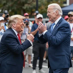 Joe Biden fighting Donald Trump on the street, detailed photograph, 4K