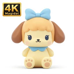 product photograph of cute disney figurines by magideal, octane render, hyper realistic, cute, kawaii, toys, plastic, vinyl, 8 k, white background,