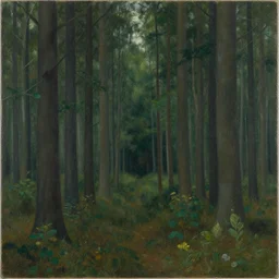 a surreal painting of a forest by kristoffer zetterstrand
