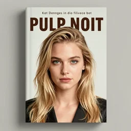 A Pulp Noir book cover featuring a portrait of featuring Kat Dennings looking at camera, medium close up, by Drew Struzan