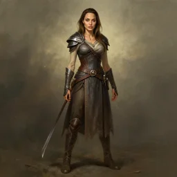 anegelina jolie portrait. full body. as a dnd character fantasy art.