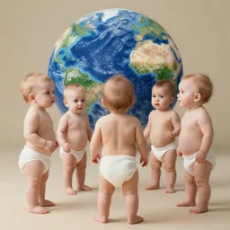 babies standing in toiets deciding the fate of the world