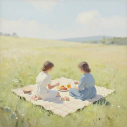 a picnic with no people, oil painting, pale colors, high detail, 8 k, wide angle, trending on artstation,