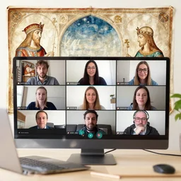 zoom video conference, work meeting, medieval art