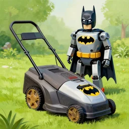 1 6 0 0 painting of a robot lawn mower looking like batman