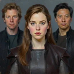 painting portrait of Aubrey Plaza dressed as in Star Wars, sharp focus, waist up, trending on ArtStation, masterpiece, by Greg Rutkowski, by Ross Tran, by Fenghua Zhong, octane, clear eyes, soft render, clear facial features, oil on canvas, moody lighting, cinematic, professional environment concept art