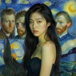 lee jin - eun by james jean, ruan jia, ilya kuvshinov, martinne johanna, vincent van gogh, rule of thirds, seductive look, beautiful