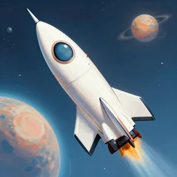 A rocketship about to land on an unfamiliar planet, super cool rocket, Acrylic Paint, Concept Art, Digital Art, 16-bit RGB, Global Illumination, by Bob Byerley, by Yoshitaka Amano