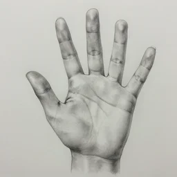 detailed illustration of a human hand, pencil on paper