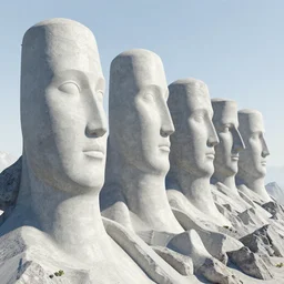 a series of gigantic weird concrete human body parts, integrated in the mountains, surrounded by vegetation, perspective shot from the sky, realistic, by origiful, 4 k