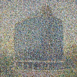 artwork of a building, with a large visible humanoid and a visible scenery in the style of arthur streeton,