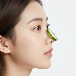 young woman face profile with nose in the shape of a cucumber - n 9