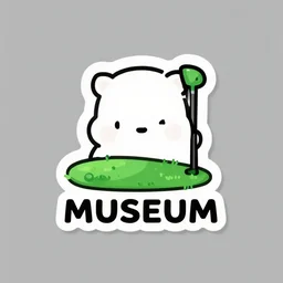 a simplistic artwork illustration, logo design, graphic design, cute museum / golf related branding, cartoon, featured on flickr, horizontal orientation, very coherent, simplistic, high detail, photoshop render, 8 k
