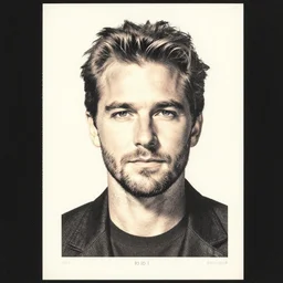 portrait of kurt russel, risograph, vintage, detailed