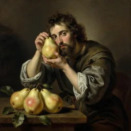 vintage beautiful painting of the thief of pears