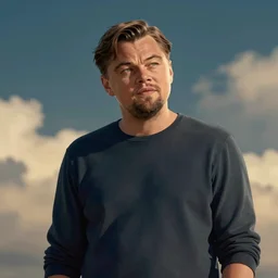 medium shot portrait of leonardo dicaprio in don't look up, octane render, redshift, smooth, illustration, fairy lighting, clouds in the background, by dmitry prozorov, loish, and wlop, trending on artstation