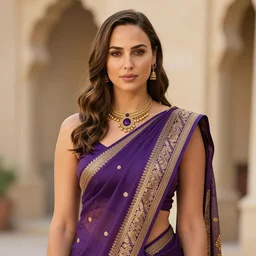 portrait of gal gadot in a traditional Indian sari, 8k