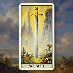 a legendary epic landscape resembling the ace of swords tarot card by greg rutkowski, painterly!!, highly detailed