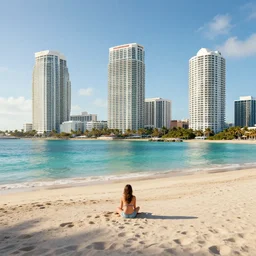 3 6 0 panorama hdr environment map of a being on a beach in miami photograph very high detail focus octane render