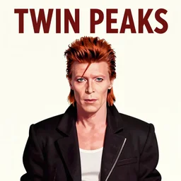 twin peaks poster art, portrait of david bowie arriving in tweak peaks, scene from twin peaks, by michael whelan, rossetti bouguereau, artgerm, retro, nostalgic, old fashioned