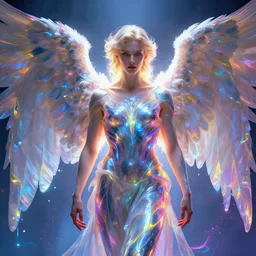 portrait of a beautiful force of the good light seraphim male futuristic angel, volume lighting, concept art, by greg rutkowski!!, colorful, xray melting colors!!