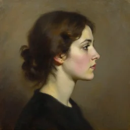 portrait profile of a beautiful woman in 1 9 7 8, oil painting by john watkiss