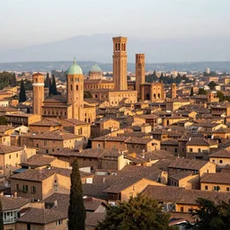 the city of bologna in the style of the city of whiterun from skyrim