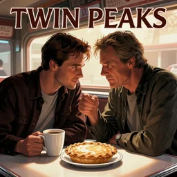 Twin Peaks comic page of Dale Cooper feeling love and comfort with coffee & pie in the RR Diner by Tomer Hanuka