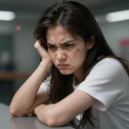 tired damaged cg girl angry detailed rendering realistic depth of field lens flare photo movie by Leica Zeiss hd with frank Miller Alex Ross trending Flickr
