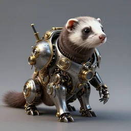 steampunk ferret - shaped mech, steampunk bioshock - inspired ferret - shaped mechanical animal