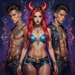 digital _ painting _ of _ rave girl _ by _ filipe _ pagliuso _ and _ justin _ gerard _ symmetric _ fantasy _ highly _ detailed _ realistic _ intricate _ port