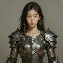 a photorealistic painting of an attractive young girl, partially clothed in dull metal-plated battle armor, olive skin, long dark hair, beautiful bone structure, symmetric facial features, perfect eyes, intricate, elegant, natural physique, digital painting, concept art, finely detailed, illustration, sharp focus, minimal artifacts, from Metal Gear, by Ruan Jia and Mandy Jurgens and Artgerm and William-Adolphe Bouguerea, in the style of Greg Rutkowski, trending on Artstation, award winning