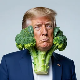 Donald Trump as a head of broccoli complaining about the weather