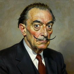A portrait of a humanoid grumpy old avocado wearing a suit, oil painting by Salvador Dali