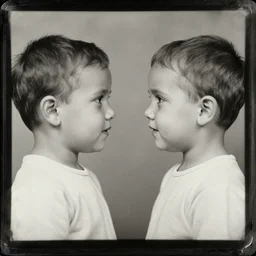 tintype photo of two twins facing each each