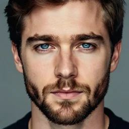 beautiful portrait of a man with a short-beard blue eyes(looking like joshua jackson and aaron paul, sean bean), in the style of Enki Bilal and Joe Jusko and Alex Ross, trending on artstation