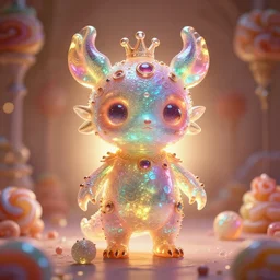 candy iridescent creature in candyland, backlit, warm tones, bioluminescent : by michal karcz, daniel merriam, victo ngai and guillermo del toro : ornate, dynamic, particulate, intricate, elegant, highly detailed, centered, artstation, smooth, sharp focus, octane render