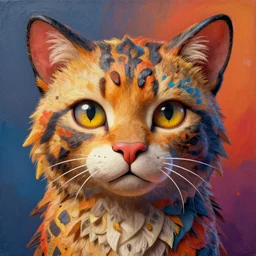 stylish colourful caricature 3 d vfx art of an animal, art style by zdzisaw beksinski, tadanori yokoo & james jean, character concept art, unreal engine render, digital illustration, sharp, intricate detail, volumetric light, ray tracing, soft light, claymation style, symmetric, acrylic on canvas, direct eye contact, pinterest, artstation, beh