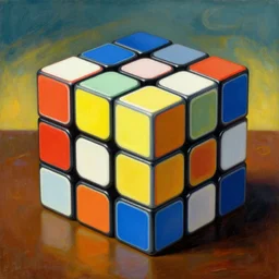 a Rubik's cube, surrealist painting, award-winning, trending on artstation, 8K, in the style of Salvador Dalí