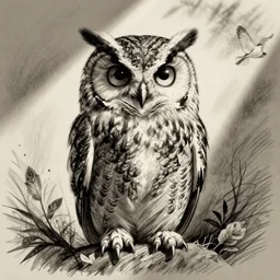 owl, cross contour drawing