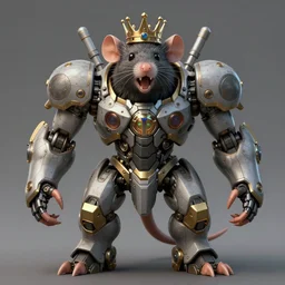 Rat kind mecha, sci-fi, mecha, Rat with crown, rat king, a rat wearing a crown, trending on artstation, 8K, concept art, HD, detailed, gloating