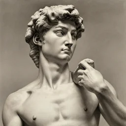 a sculpture of michelangelo's david, realistic charcoal portrait by frank auerbach
