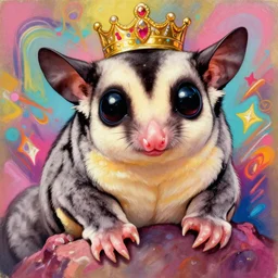 beautiful anime painting of fat sugar glider!!! princess, by gaston bussiere, j. c. leyendecker, craig mullins. trending on artstation, 8 k, masterpiece, graffiti paint, fine detail, full of color, intricate detail, golden ratio illustration, face enhance, sugar glider