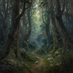 oil painting of fantasy magic forest, by greg rutkowski, albert bierstadt, 4 k, high detail