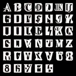 all of the font characters, whole alphabet